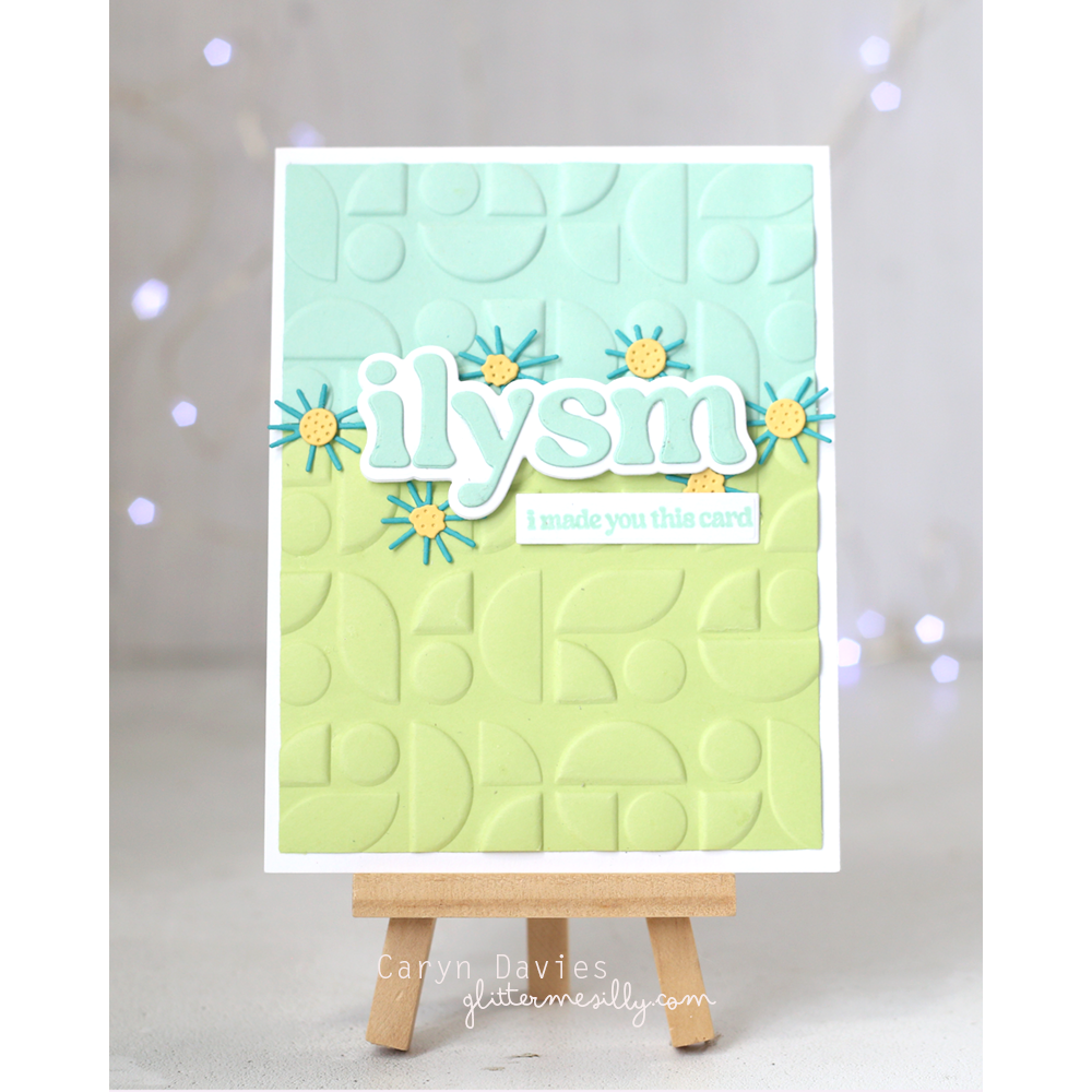 Simon Says Stamp Embossing Folder Mid Century Ethereal sf514 Happy Camper ILYSM Card | color-code:ALT01