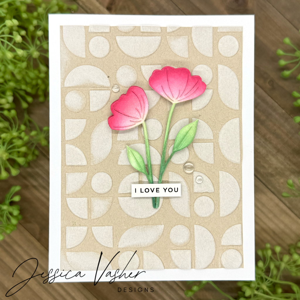Simon Says Stamp Embossing Folder Mid Century Ethereal sf514 Happy Camper Love Card | color-code:ALT06
