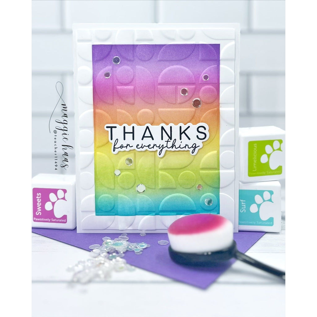 Simon Says Stamp Embossing Folder Mid Century Ethereal sf514 Happy Camper Thanks Card