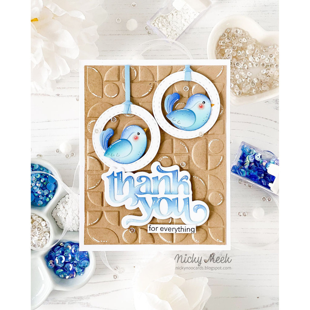 Simon Says Stamp Embossing Folder Mid Century Ethereal sf514 Happy Camper Thank You Card | color-code:ALT0