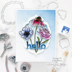 Tim Holtz Mini Bouquet Stamps with Simon Says Stamp Dies Bundle setmb25 Hello Card | color-code:ALT04