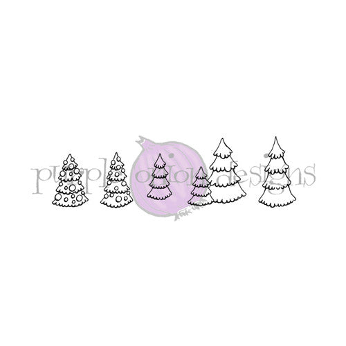 Purple Onion Designs Mini Evergreen Tree Set Cling Stamp pod1369