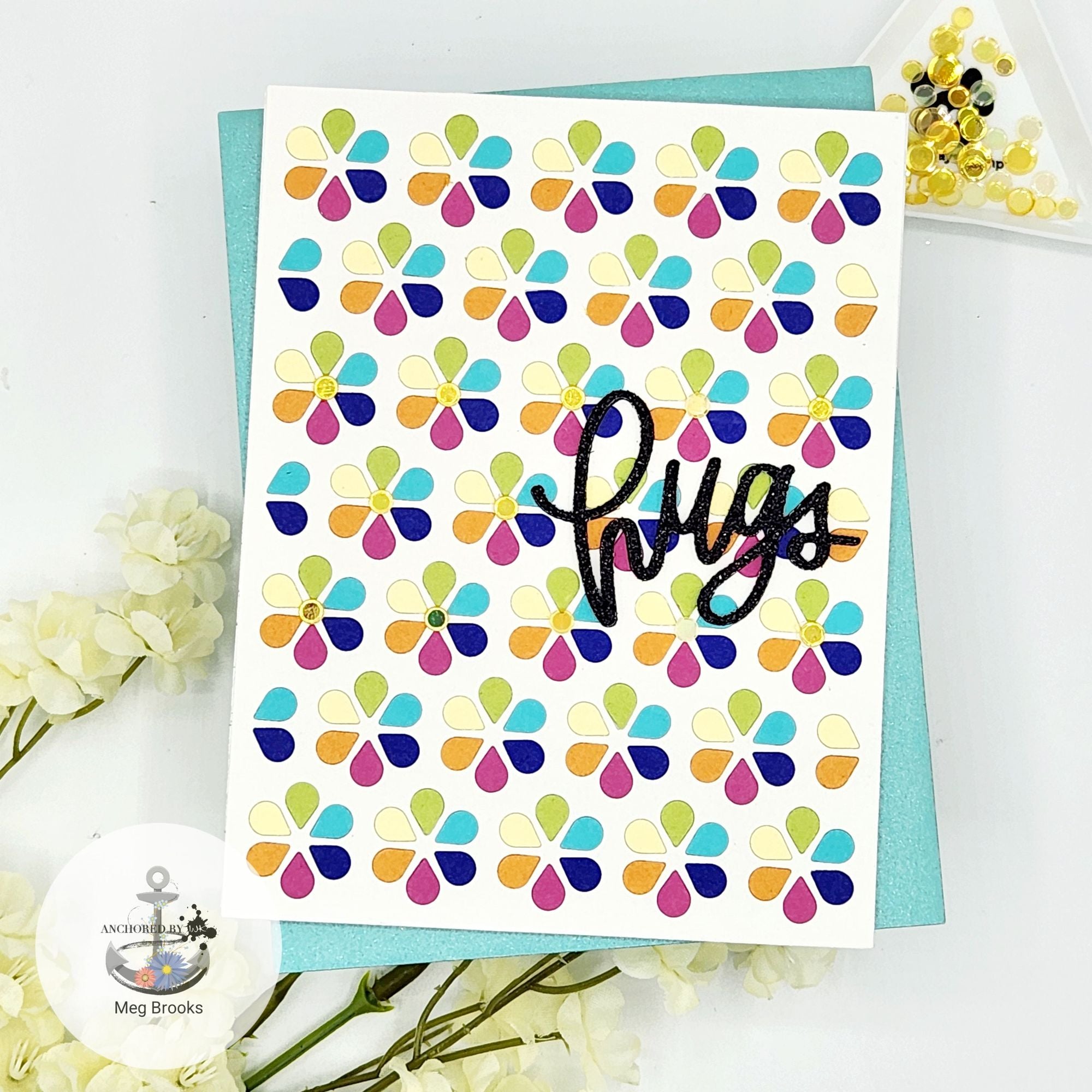 Simon Says Stamp Mini Fab Floral Plate Wafer Die s934 Sunny Vibes Hugs Card