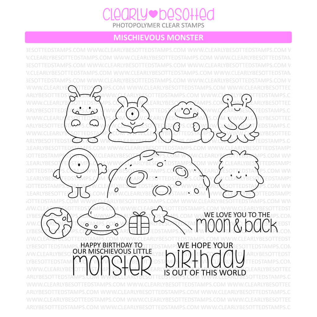 Clearly Besotted Mischievous Monster Clear Stamp Set