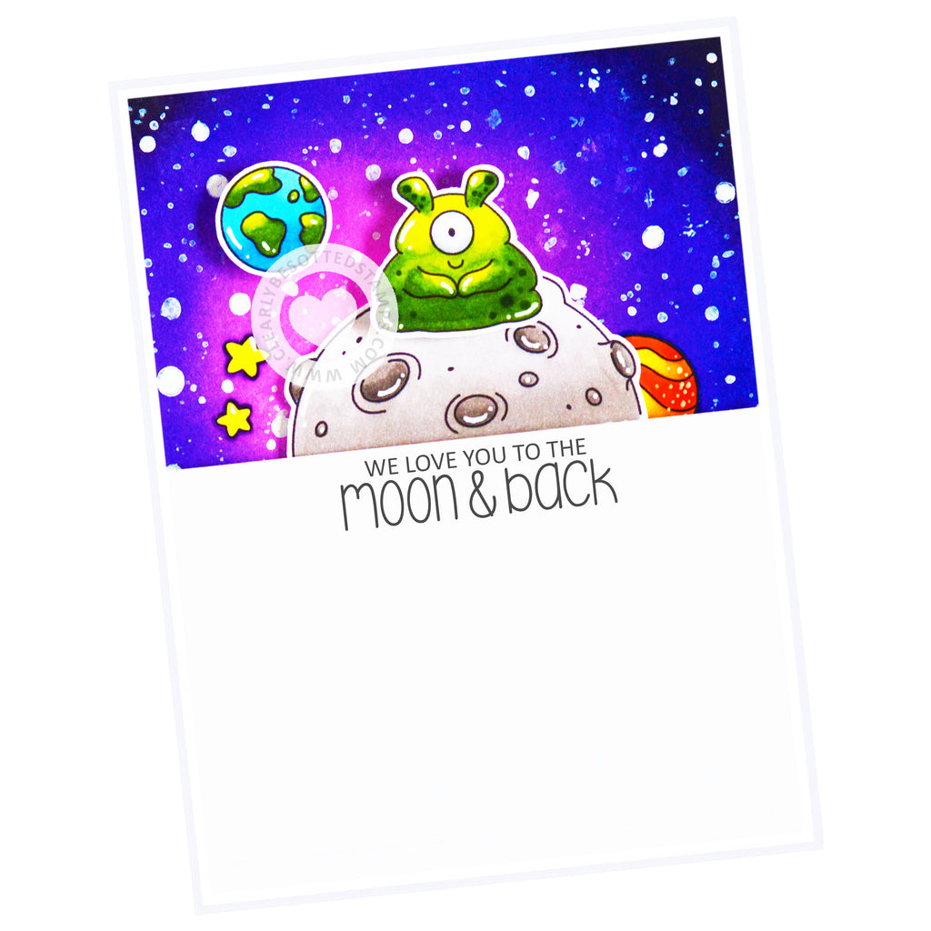 Clearly Besotted Mischievous Monster Clear Stamp Set galaxy