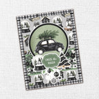 Paper Rose Mistletoe Market Embossed Die Cuts 37033 car with tree on top snow globe deck the halls card