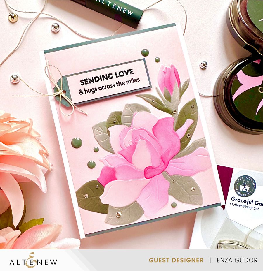 Altenew Craft Your Life Project Kit Graceful Gardenias alt8683bn pink flowers