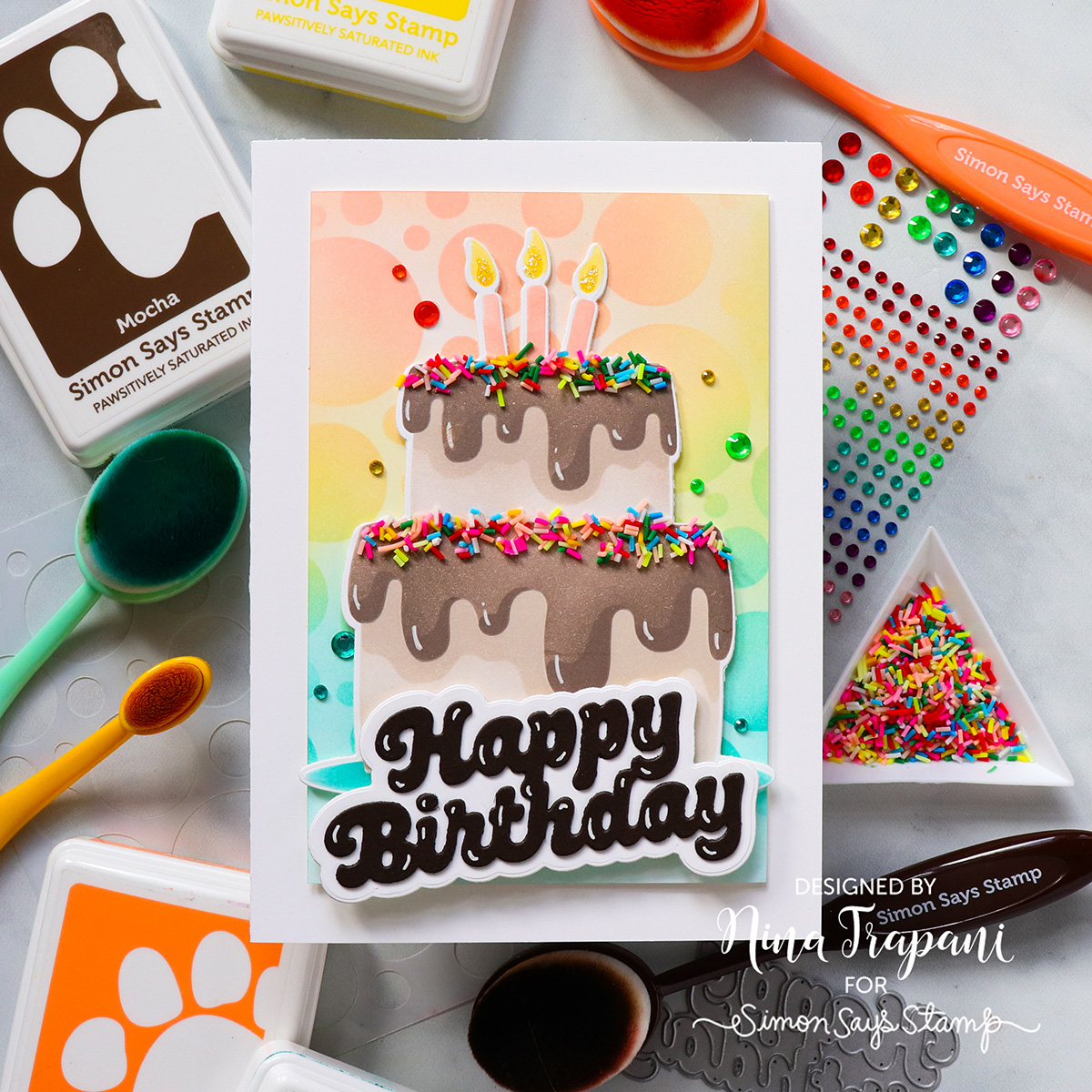 Simon Says Stamp Pawsitively Saturated Ink Pad MOCHA ssk030 Birthday Card | color-code:ALT01