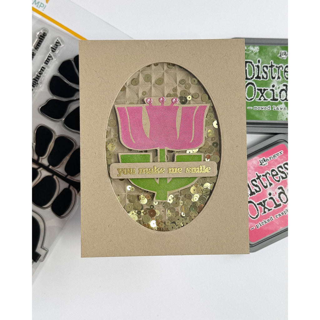 Simon Says Clear Stamps Mod Plants 2142msc Rain or Shine You Make Me Smile Card