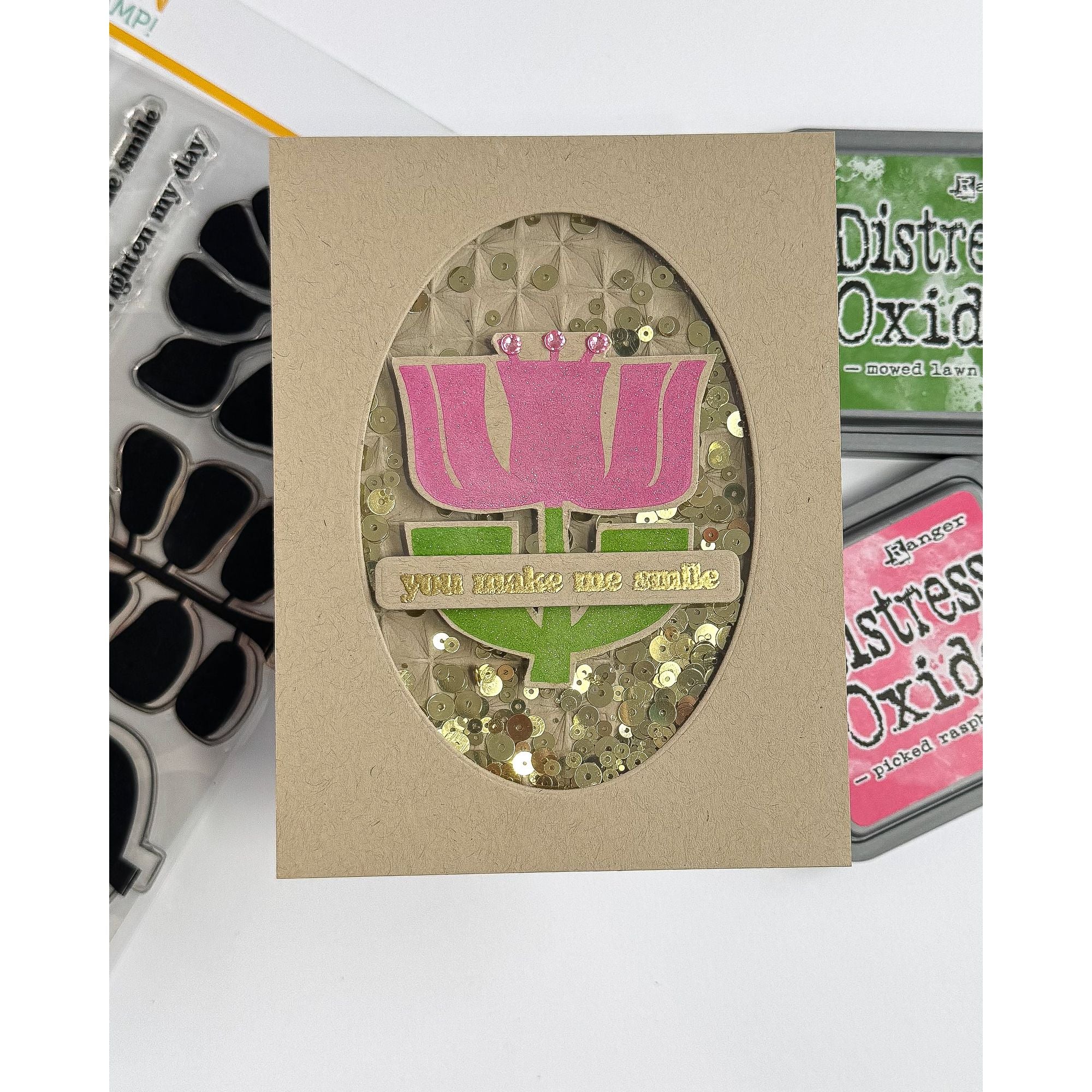 Simon Says Clear Stamps Mod Plants 2142msc Rain or Shine You Make Me Smile Card