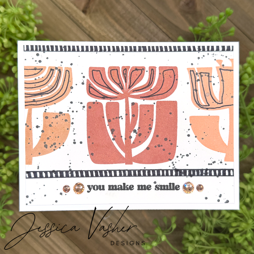 Simon Says Clear Stamps Mod Plants 2142msc Rain or Shine You Make Me Smile Card