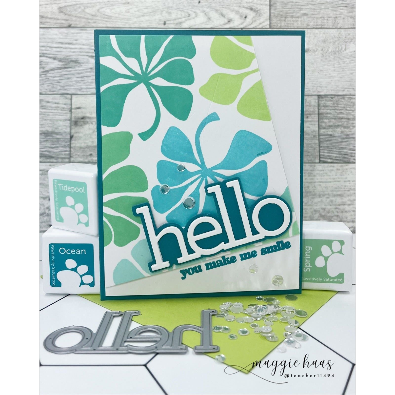Simon Says Clear Stamps Mod Plants 2142msc Rain or Shine Hello Card | color-code:ALT04