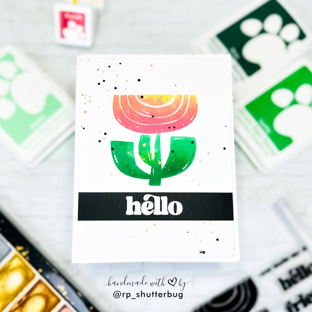 Simon Says Clear Stamps Mod Plants 2142msc Rain or Shine Hello Card