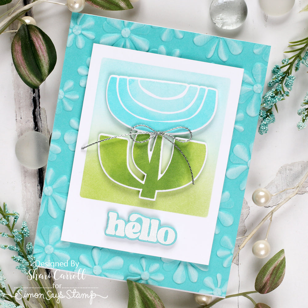 Simon Says Stamp Set of 2 Stencils Mod Plants Blocks 1062mtc Rain or Shine Hello Card | color-code:ALT01
