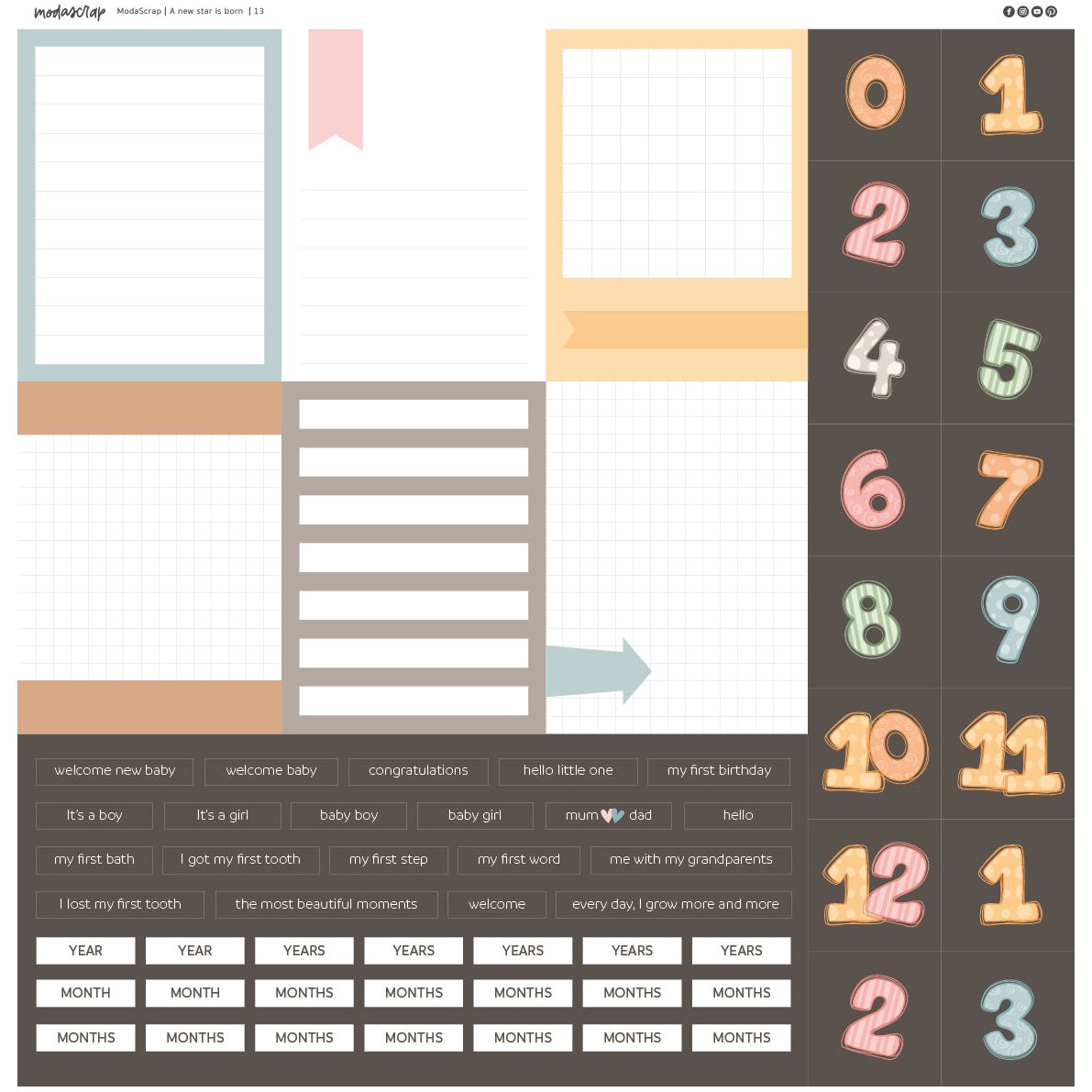 ModaScrap A New Star Is Born 12x12 Paper Pack sibpp12 numbers