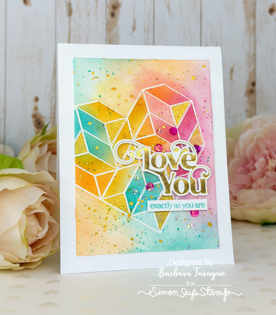 Simon Says Clear Stamps Modern Heart Quilt sss302701c Dear Friend Love You Card | color-code:ALT06