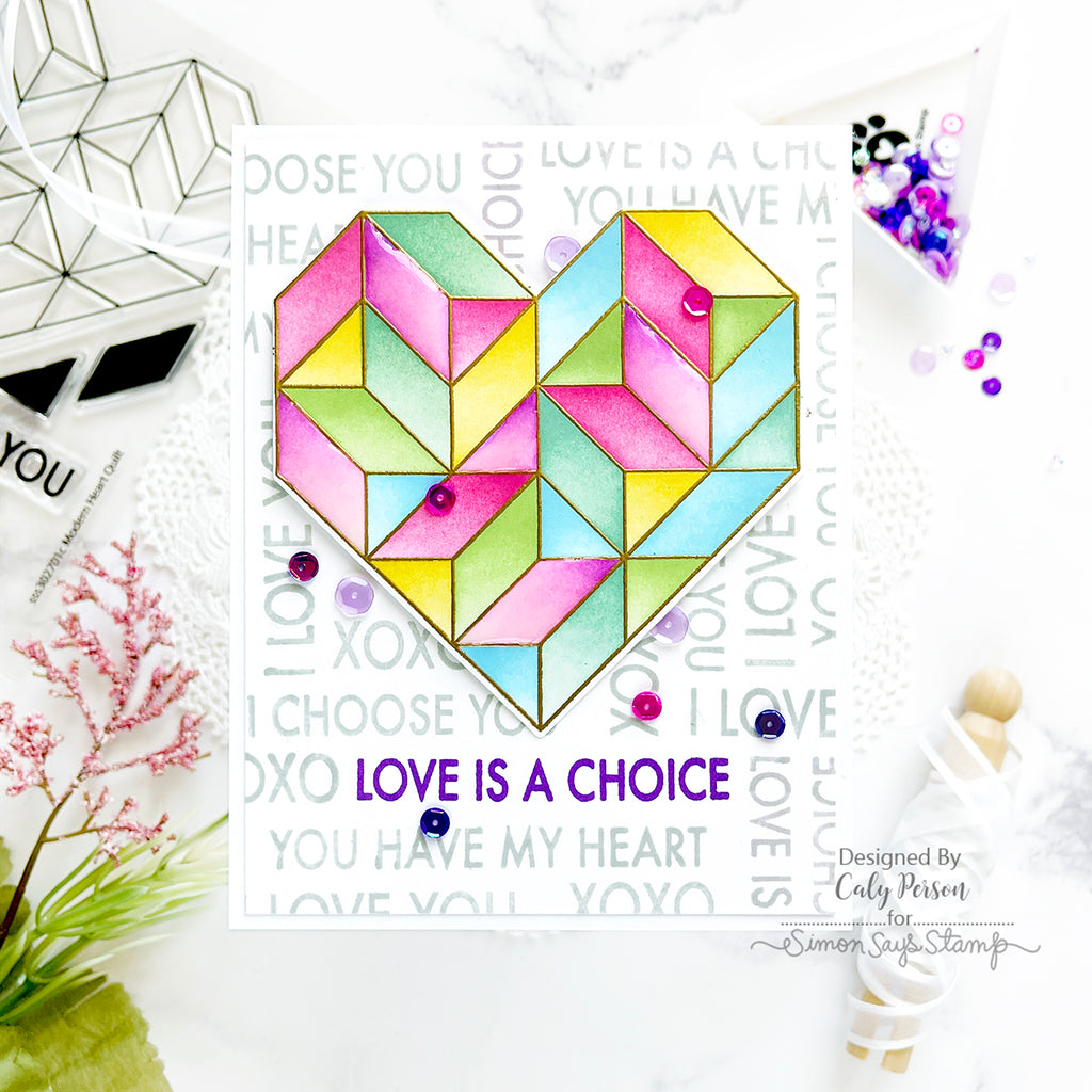 Simon Says Clear Stamps Modern Heart Quilt sss302701c Dear Friend Love Card | color-code:ALT05