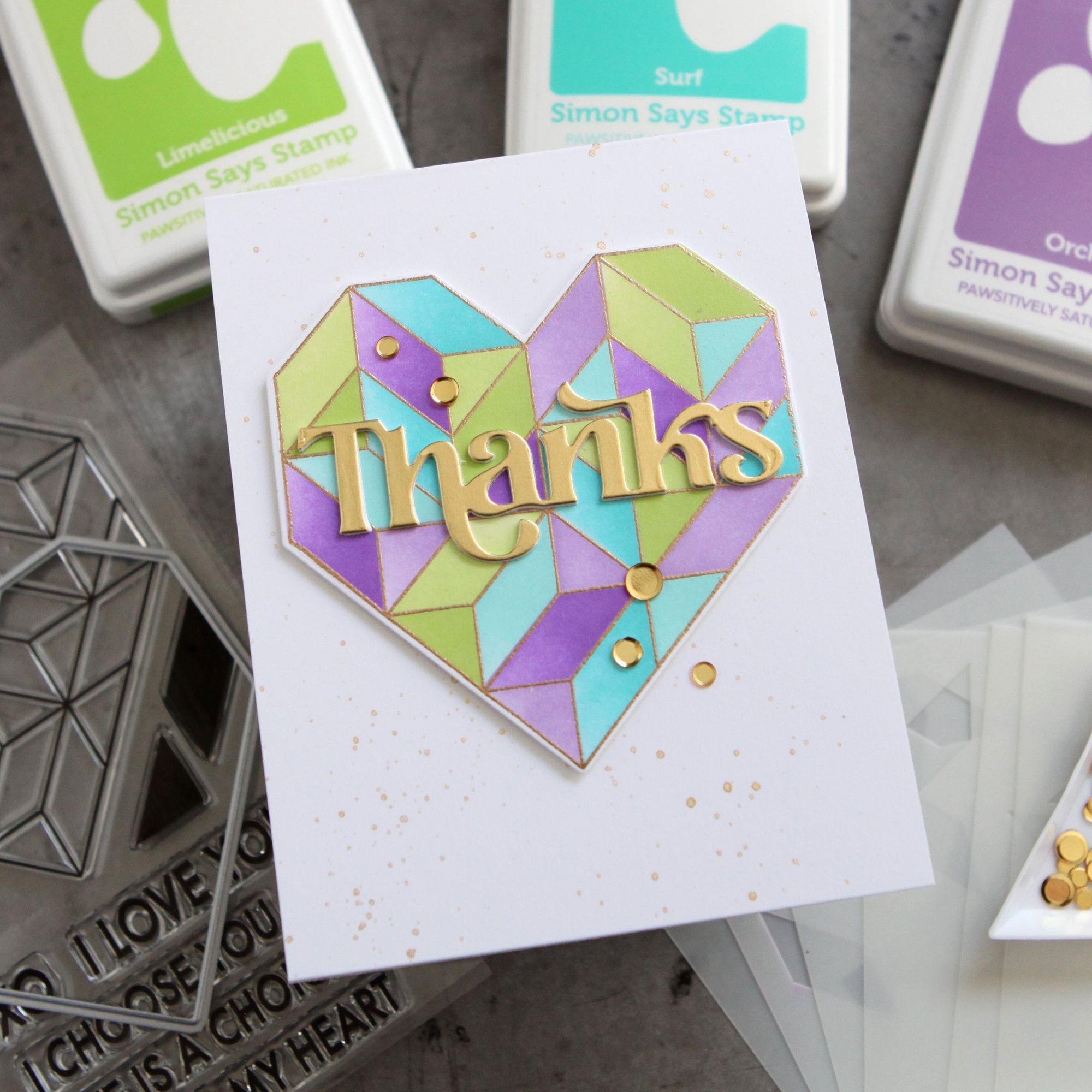 Simon Says Clear Stamps Modern Heart Quilt sss302701c Dear Friend Thanks Card | color-code:ALT01
