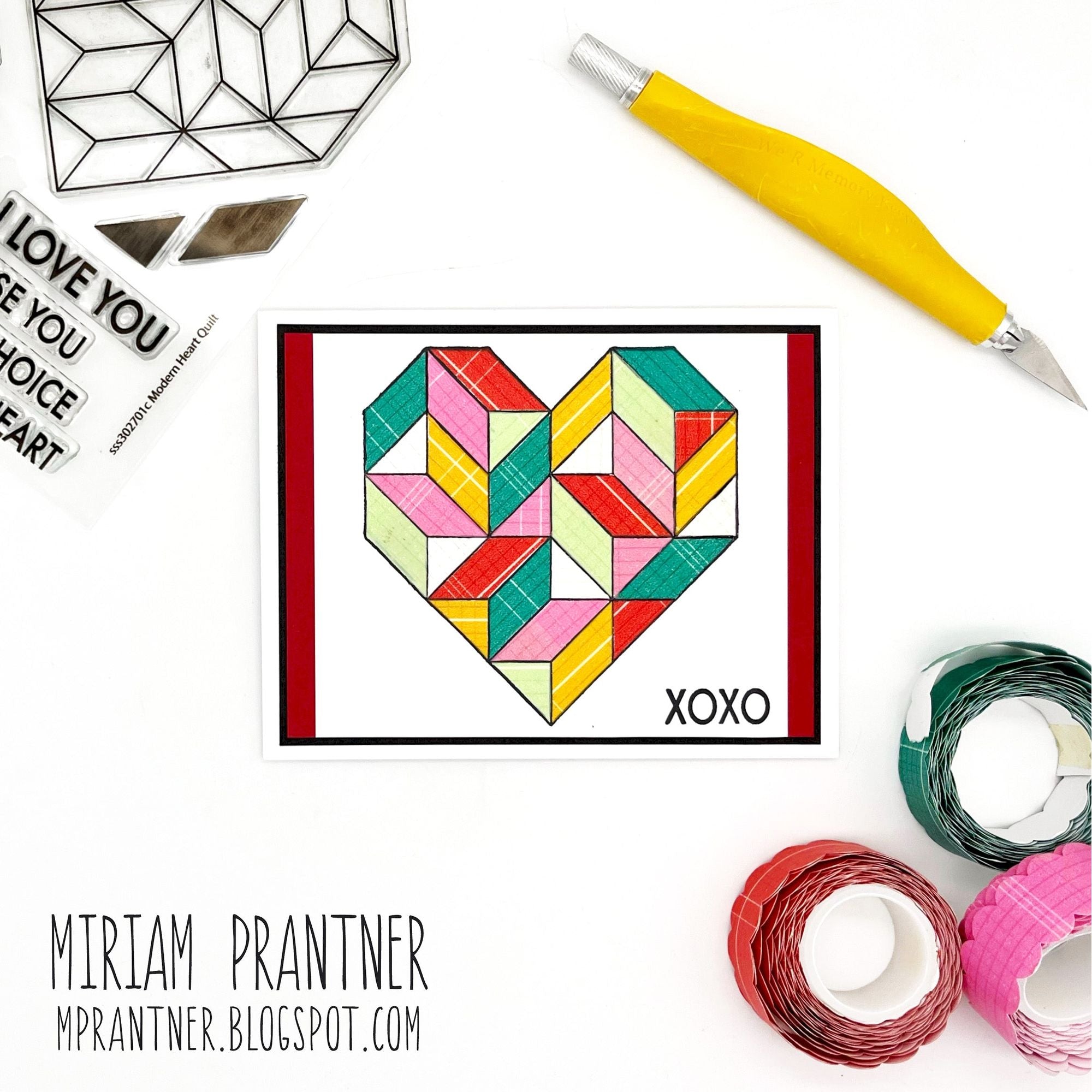Simon Says Clear Stamps Modern Heart Quilt sss302701c Dear Friend XOXO Card | color-code:ALT03