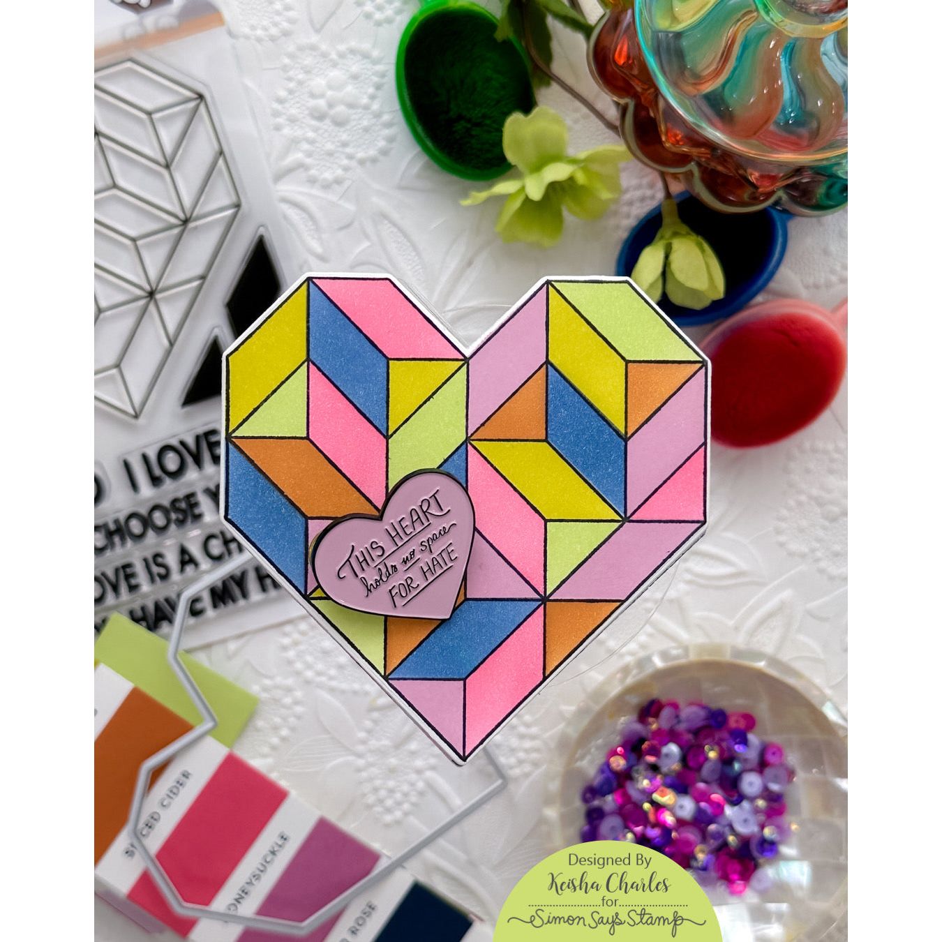Simon Says Stamp Stencils Modern Heart Quilt ssst221685c Dear Friend Mini Album | color-code:ALT04