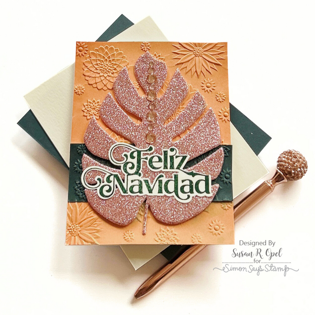 Simon Says Stamp Monstera Wafer Die 1202mdc DieCember Christmas Card