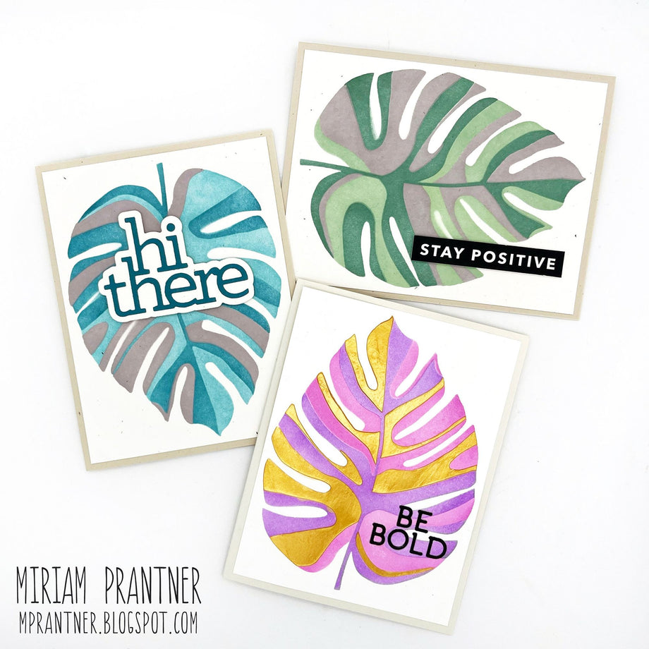 Simon Says Stamp Set of 4 Stencils Monstera 1050mt Cheering for You