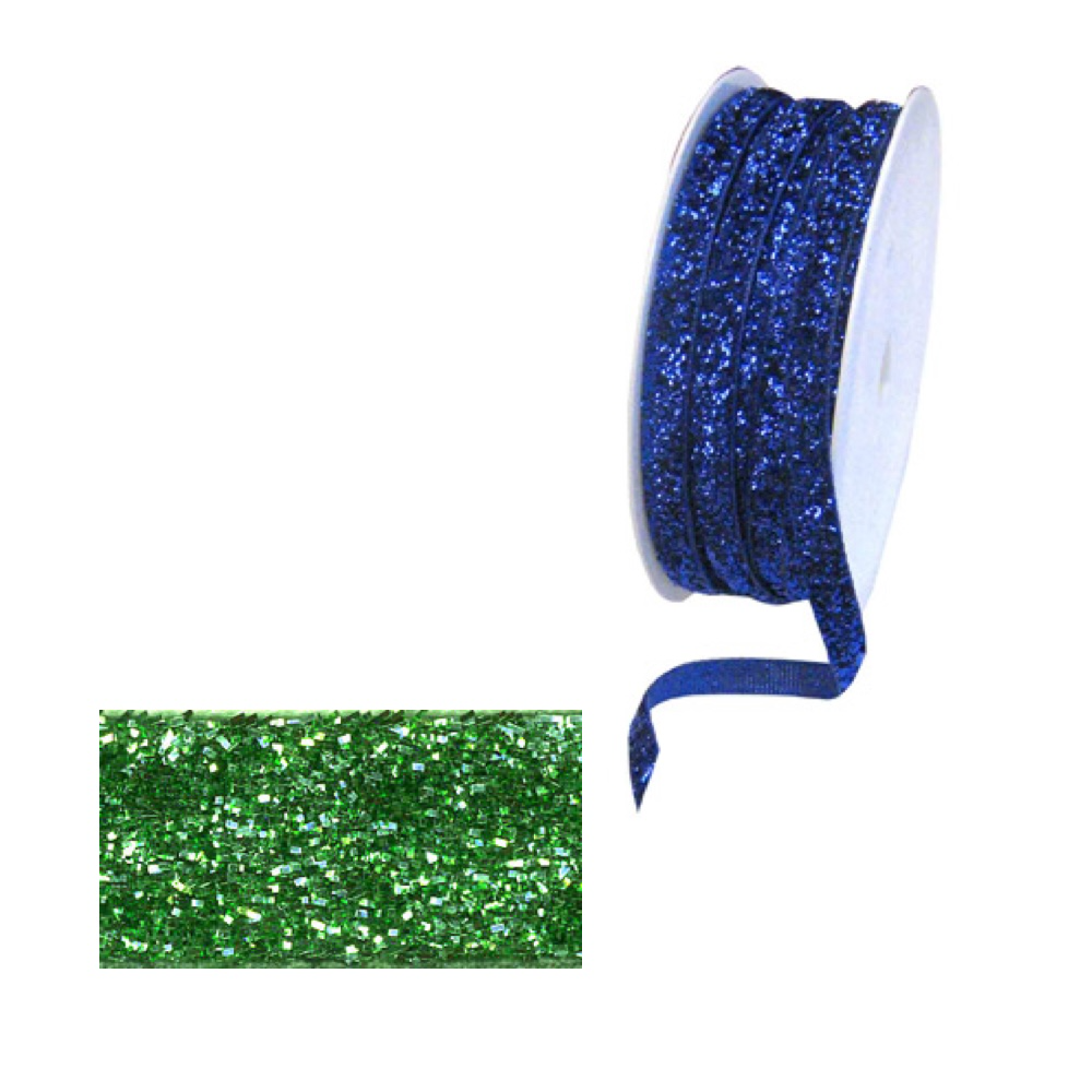 Morex Ribbon 1/4 Inch 6mm Emerald Velvet Glitter 5 Yards
