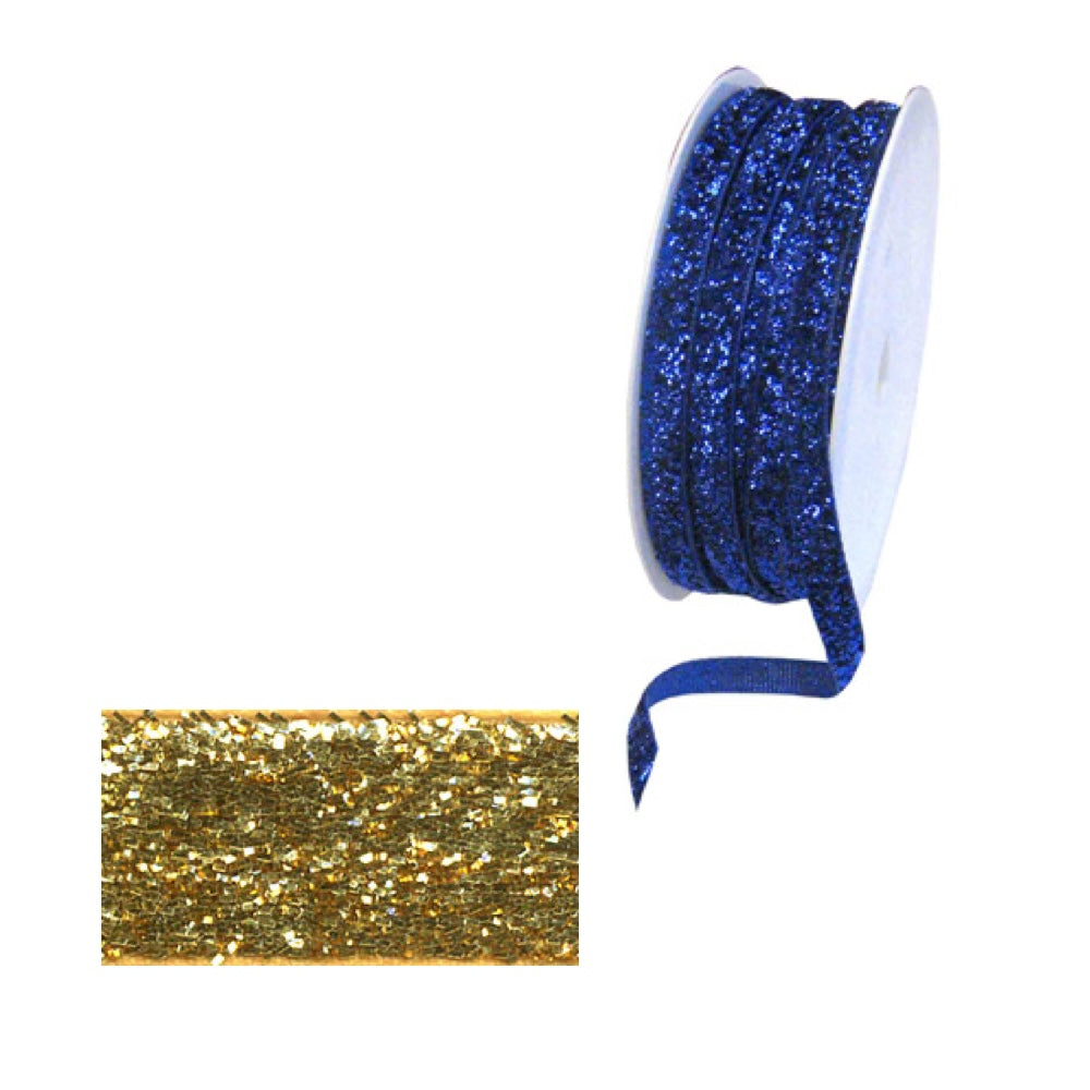 Morex Ribbon 1/4 Inch 6mm Gold Velvet Glitter 5 Yards