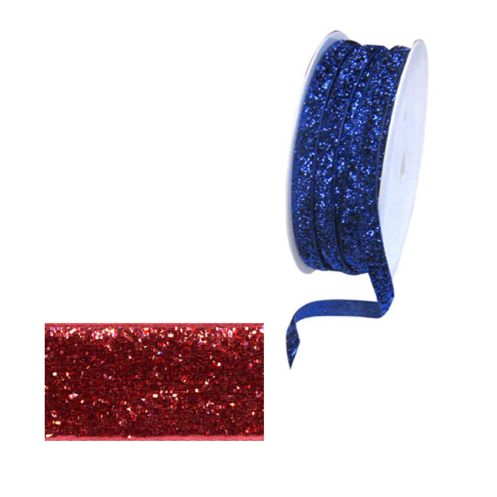 Morex Ribbon 1/4 Inch 6mm Ruby Velvet Glitter 5 Yards