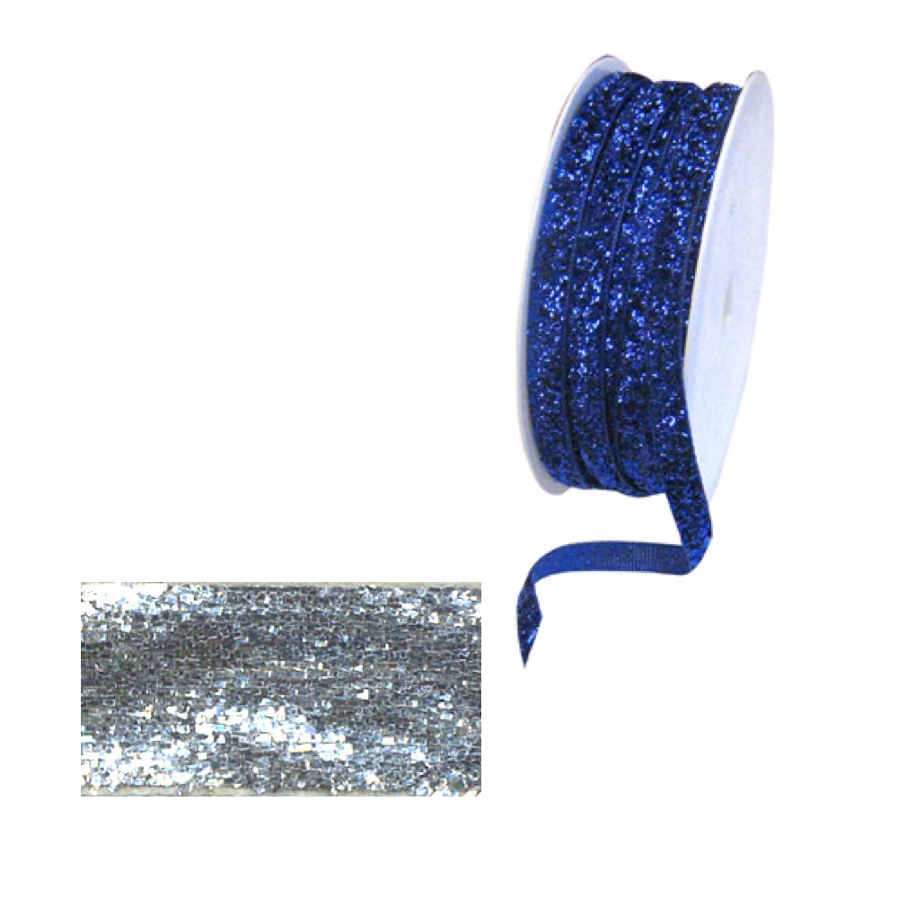 Morex Ribbon 1/4 Inch 6mm Silver Velvet Glitter 5 Yards