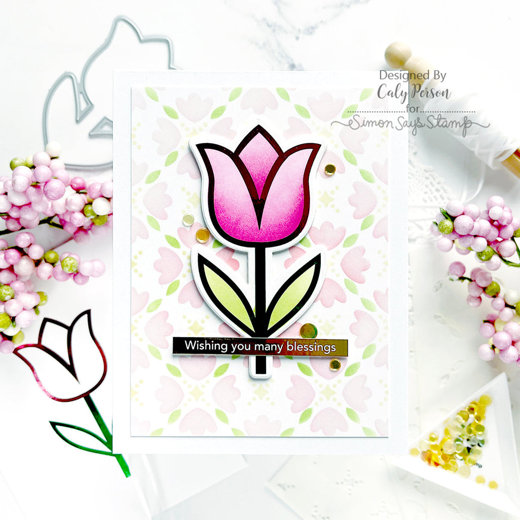 Simon Says Stamp Stencils Mosaic Tulips 1018st Splendor Easter Card | color-code:ALT08