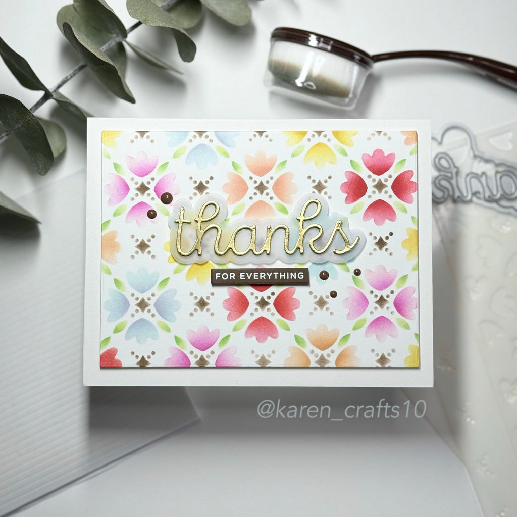 Simon Says Stamp Stencils Mosaic Tulips 1018st Splendor Thanks Card