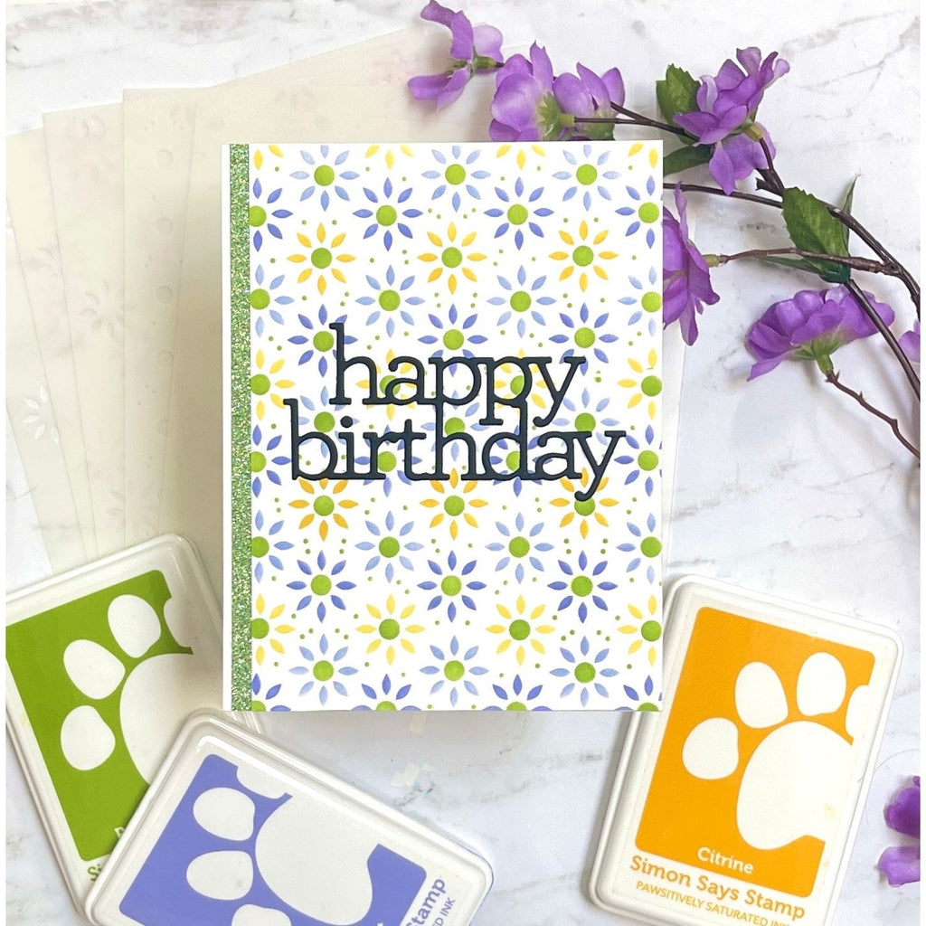 Simon Says Stamp Set of 5 Stencils Mosaic Petals 1082st You Are My Favorite Birthday Card