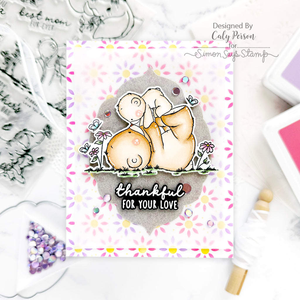 Simon Says Stamp Set of 5 Stencils Mosaic Petals 1082st You Are My Favorite Love Card | color-code:ALT07