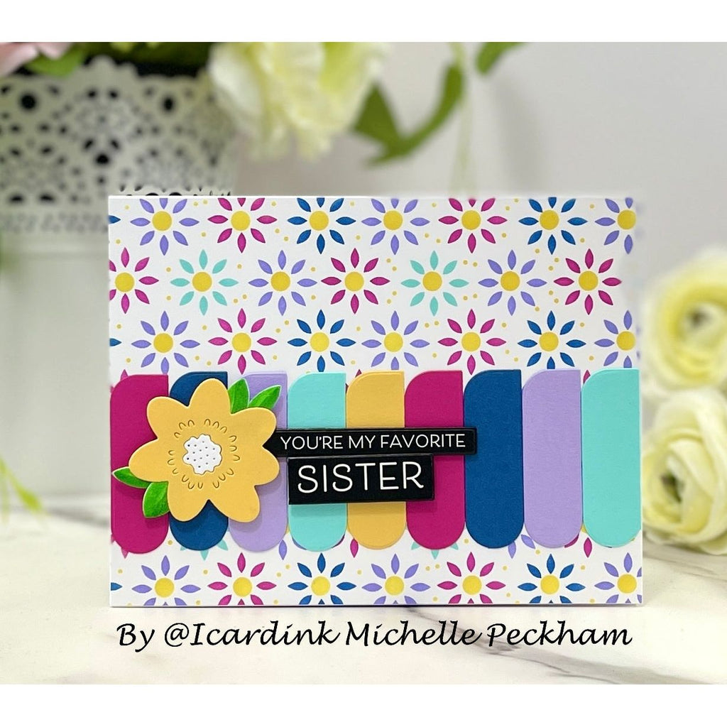 Simon Says Stamp Set of 5 Stencils Mosaic Petals 1082st You Are My Favorite Sister Card