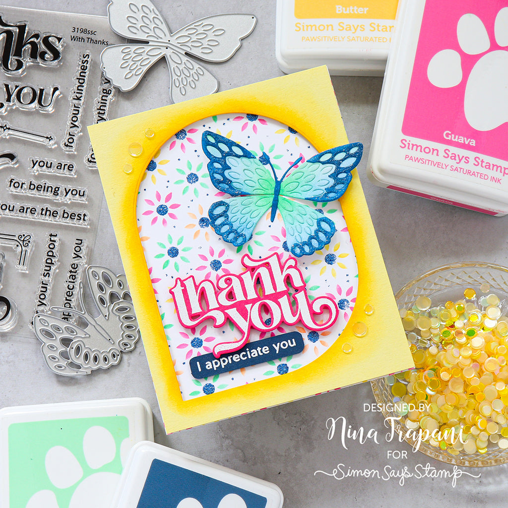 Simon Says Stamp Set of 5 Stencils Mosaic Petals 1082st You Are My Favorite Thank You Card | color-code:ALT04