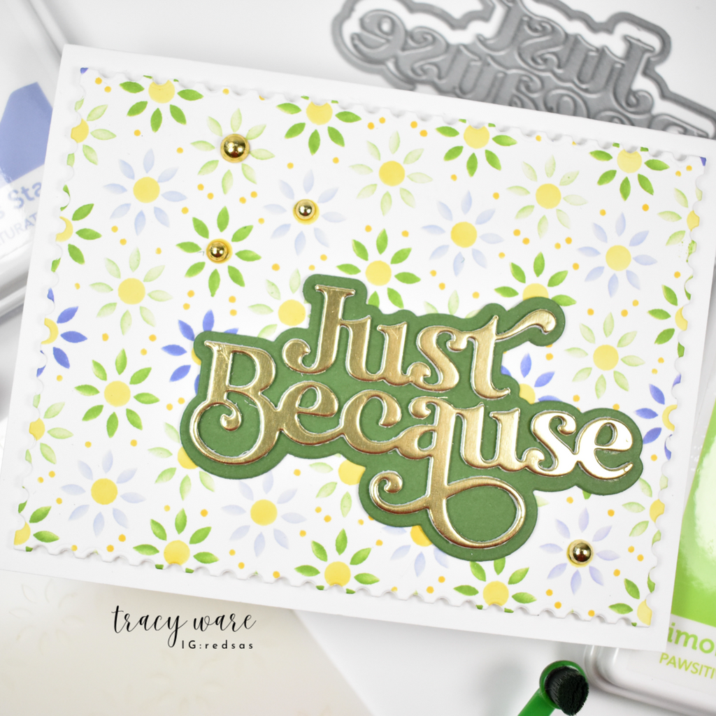 Simon Says Stamp Set of 5 Stencils Mosaic Petals 1082st You Are My Favorite Just Because Card | color-code:ALT08