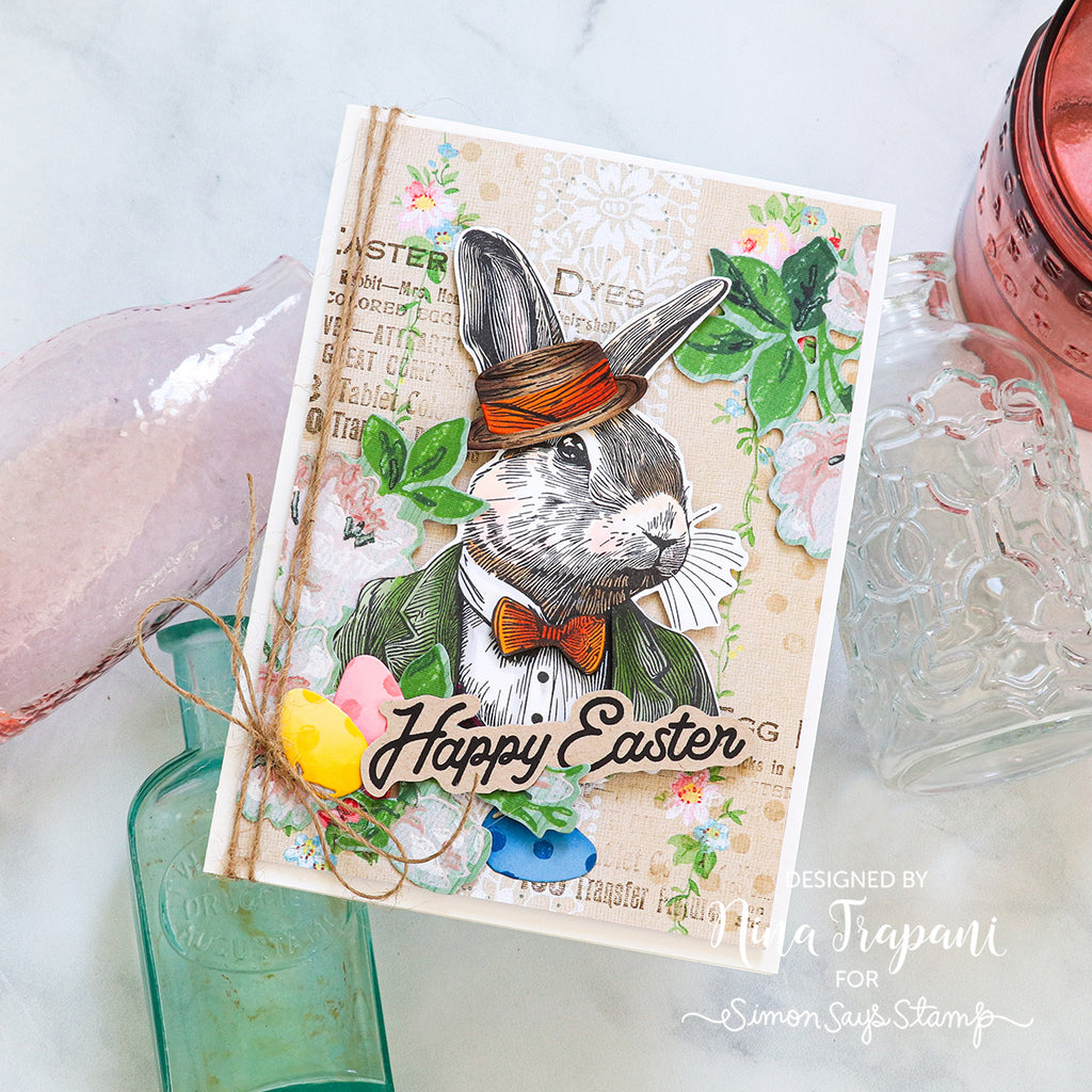 Tim Holtz Cling Rubber Stamps Mr. Rabbit cms478 happy easter