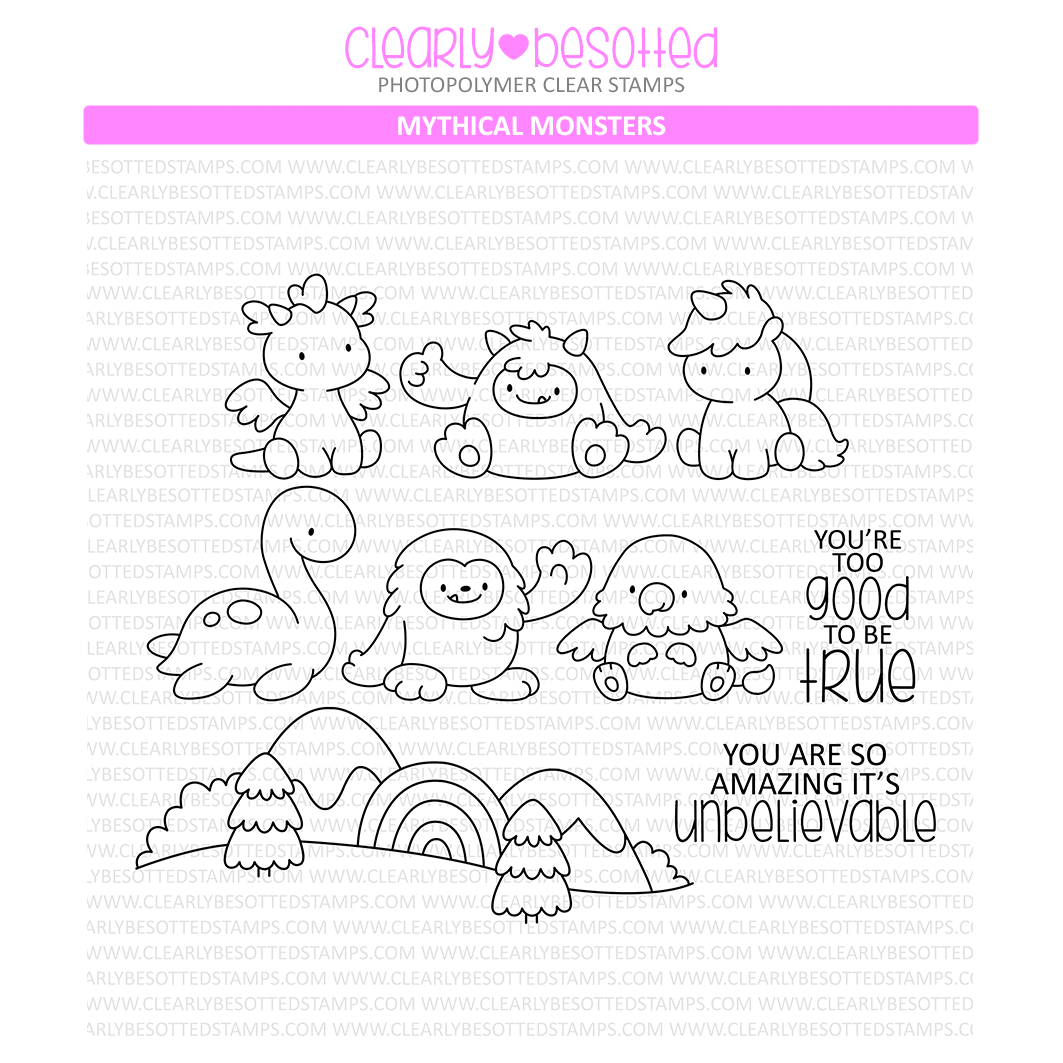 Clearly Besotted MYTHICAL MONSTERS Clear Stamps