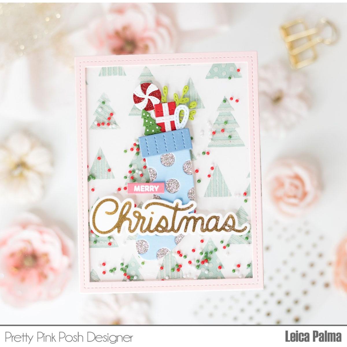 Pretty Pink Posh Layered Christmas Tree Stencils merry christmas