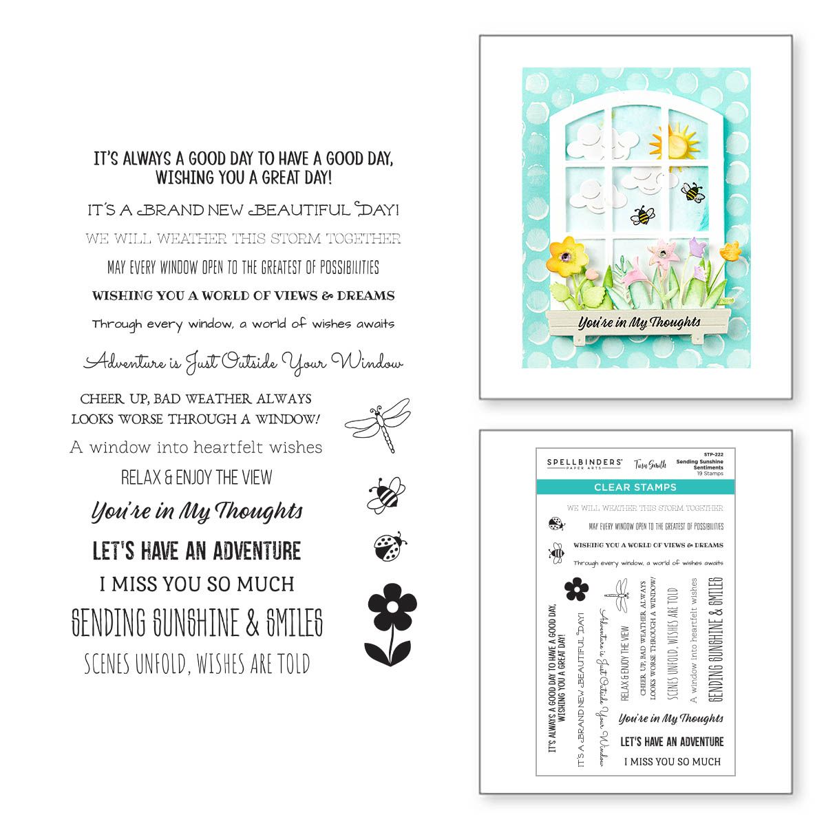 stp-222 Spellbinders Sending Sunshine Sentiments Clear Stamps product image