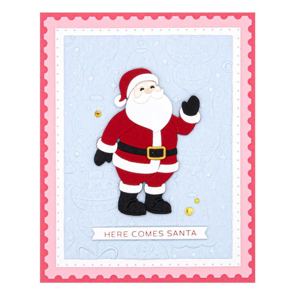 E3D-064 Spellbinders Vintage Ornaments 3D Embossing Folder santa