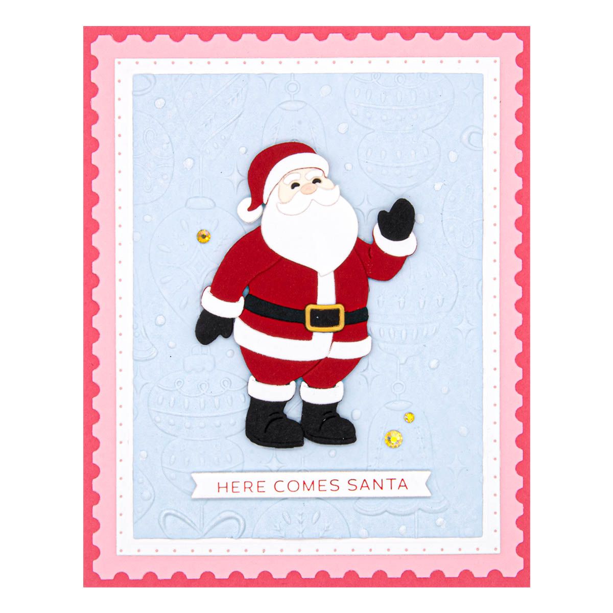 E3D-064 Spellbinders Vintage Ornaments 3D Embossing Folder santa