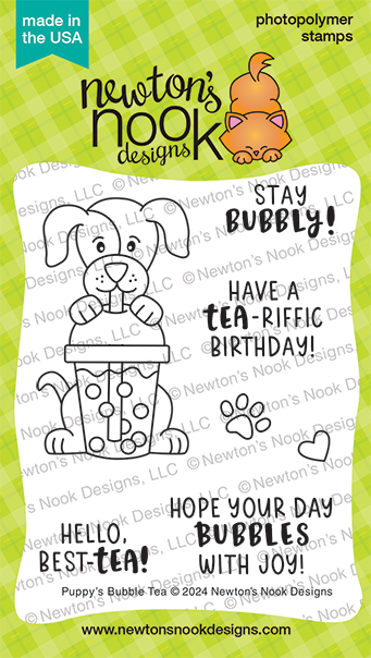Newton's Nook Designs Puppy's Bubble Tea Clear Stamps nn2404s02