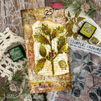 Tim Holtz Festive Collage Stamps with Simon Says Stamp Dies Bundle setfc25 Christmas Tag