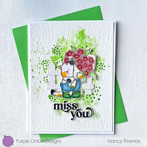 Purple Onion Designs Micey Smooches Cling Stamp pod5014 Miss You Card