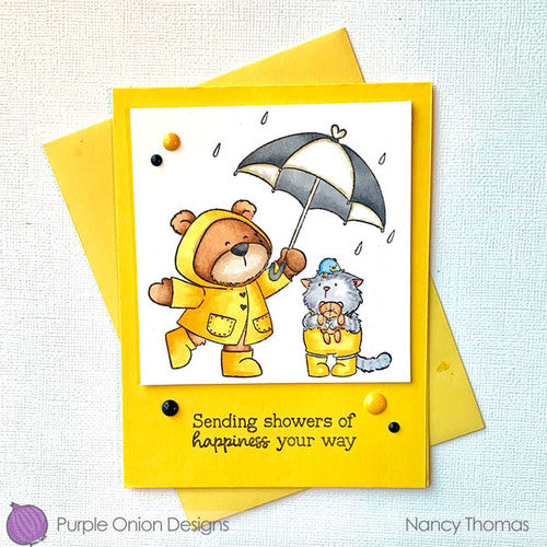 Purple Onion Designs Spring Shower Unmounted Cling Stamp pod5022 showers of happiness card