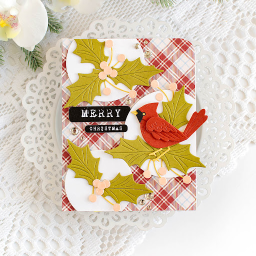 Simon Says Stamp Narrow Holly Cluster Wafer Die s1047 Sugar and Spice Holiday Card | color-code:ALT08