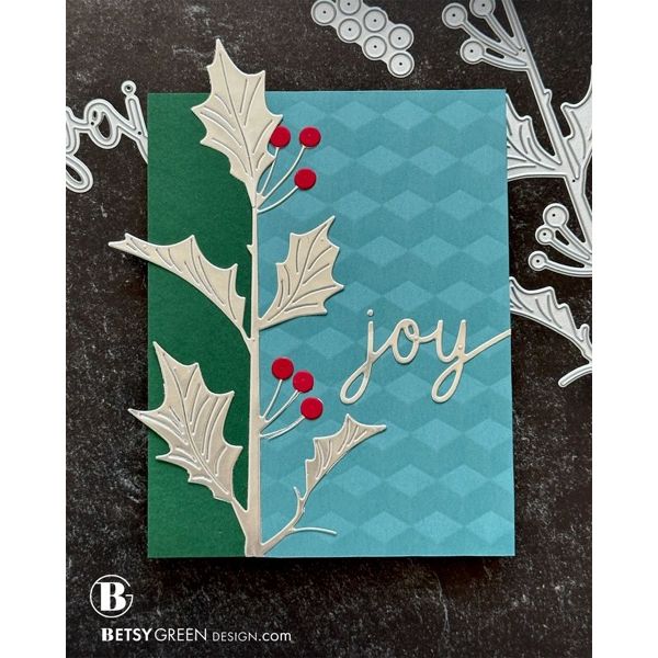 Simon Says Stamp Narrow Holly Cluster Wafer Die s1047 Sugar and Spice Holiday Card