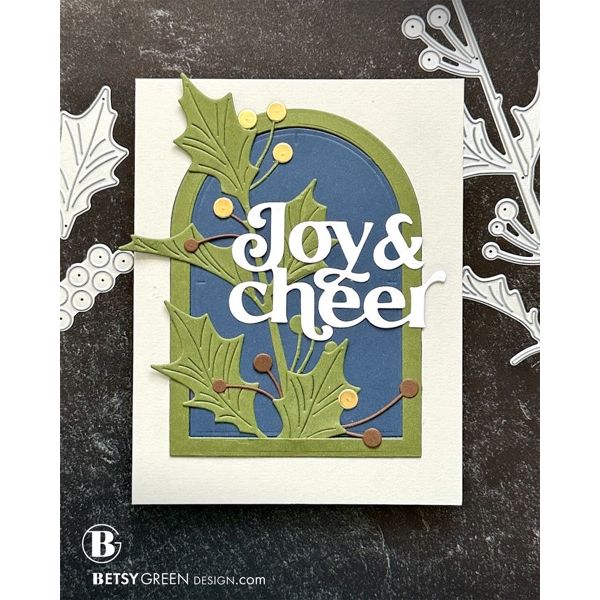 Simon Says Stamp Narrow Holly Cluster Wafer Die s1047 Sugar and Spice Holiday Card | color-code:ALT01